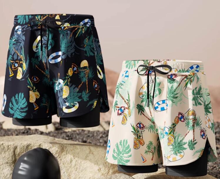 メンズ 水泳パンツ 2層式  ハーフパンツ プール スイミング 水着 ビーチパンツ