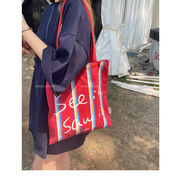 トートバッグ　帆布バッグ　エコバッグ　大容量　韓国ファッション　デザイン