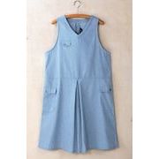 【即納】デニム風ストライプエプロン