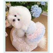 【夏日新作】多層構造の薄手メッシュドレス 小型犬服 犬服 猫服 ペット用品