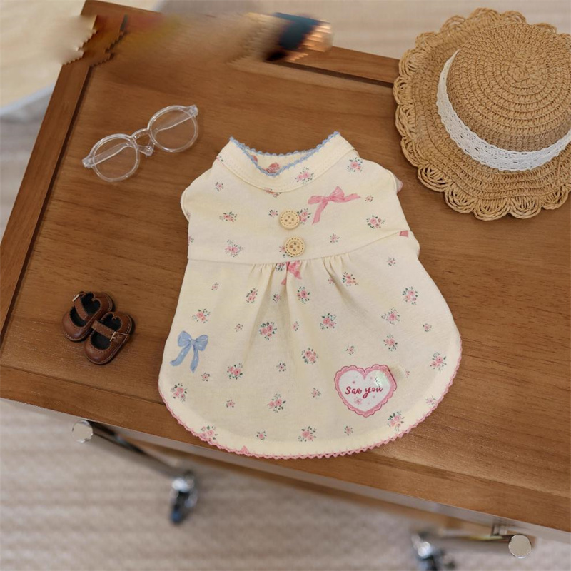 【2025新作】花柄ベストドレス 犬猫の服 ドッグウェア 小型犬服 超可愛い ペット服 犬服 猫服 ペット用品