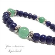天然石 グリーンアベンチュリン ラピスラズリ パワーストーンブレスレット 《SION パワーストーン》