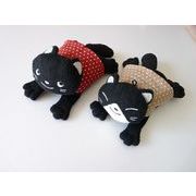 NP*ふきふきマスコット　ぬいぐるみ　黒ねこ　ハチワレ　★アウトレット