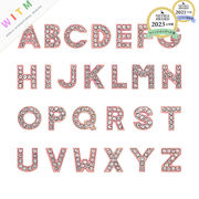 アルファベット キーホルダーパーツ 合金パーツ 8mm 手芸 穴あり ラインストーン アクセサリー材料 ビーズ