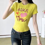 2025春夏新作 レディース 女 半袖 プリント Tシャツ トップス インナー