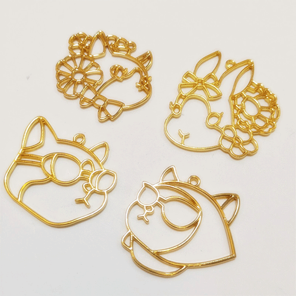 レジン 枠 きつね ネコ 手芸 アクセサリーパーツ 兎 ハンドメイド材料 猫 キャット 動物 アニマル 狐 空枠