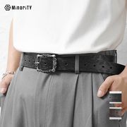 【2025年夏の新作】レリーフ PUレザー スクエアバックル ベルト／MinoriTY