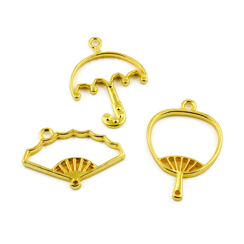 うちわ レジン 封入 メタルパーツ 傘チャーム キーホルダー 扇子 ハンドメイド アクセサリーパーツ 和風