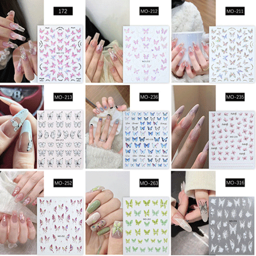 ネイルシール ジェルネイル ネイル レジン ジェル マニキュア セルフネイル 蝶々 バタフライ オーロラ