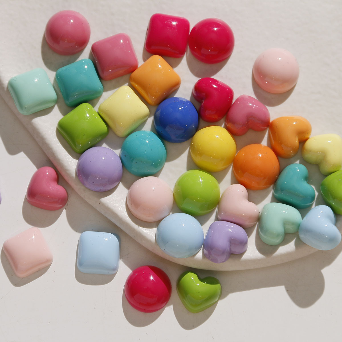 ラウンド アクリル カボション 半円 パステル 樹脂 ぷっくり 手芸 アクセサリーパーツ スクエア ハート