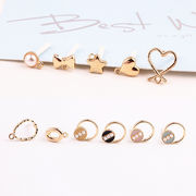 カン付 リボン ピアスパーツ りぼん アクセサリーパーツ 金色 ピアス金具 星型 ゴールド ハート ボウタイ