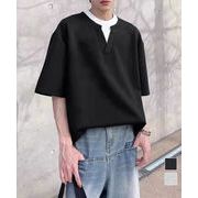 【日本倉庫即納】 半袖Tシャツ メンズ 重ね着風カットソー