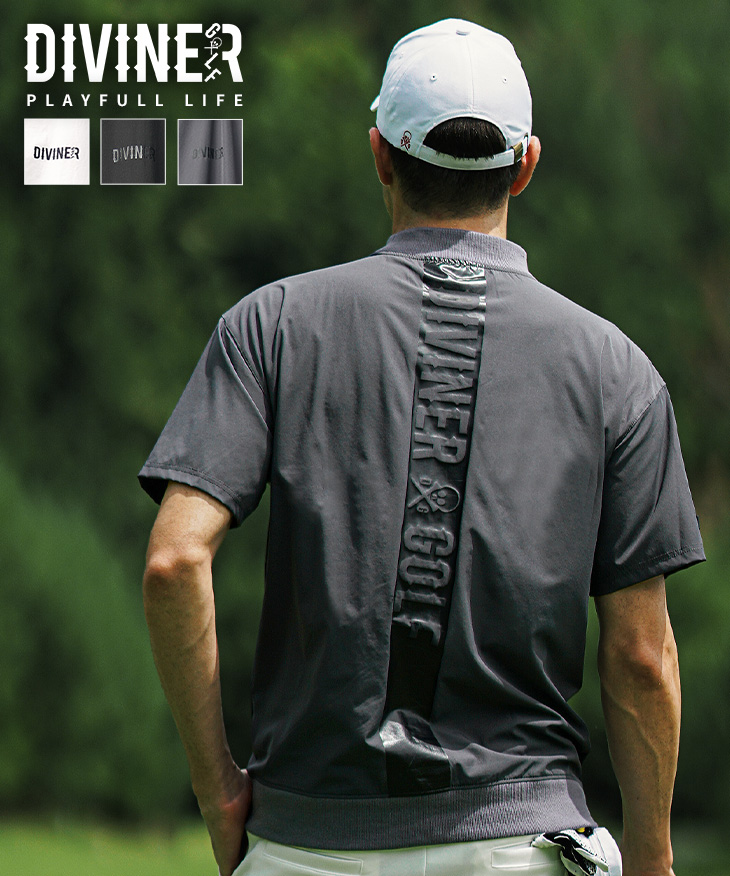 【2025年夏の新作】シャカ素材 ピステ リブ半袖 モックネック／DIVINER GOLF