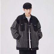 ジャケット  アウター ワークウェア 縦縞 配色切替 メンズトップス