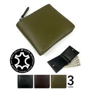 お買い得★全3色 ソフトリアルスムースレザー スリム 二つ折り財布 小銭入れあり 本革