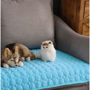 洗えるペット用 クールマット ブルー XS~2XL【ひんやり/冷感/夏用/犬/猫/ソファ/ベッド/通気性/滑り止め】