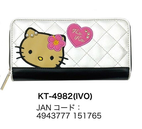 サンリオ　ラウンド束入れ　長財布　ワッペンキティ　ハローキティ IVO