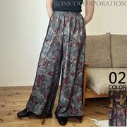 【2025新作商品♪】チュールレイヤード見えフラワー柄ロングパンツ