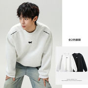 メンズ 秋新作 スウェット 380gヘビーウェイト クルーネックストリート風 ビッグシルエット★全2色