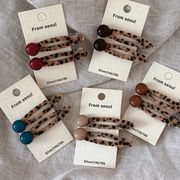 ヒョウ柄ヘアピン　ヘアアクセサリー　レディース　デザイン　韓国風　髪飾り