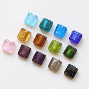 ガラス ビーズ キューブ 四角形 正方形 硝子ビーズ スクエア 半透明 穴あり ガラス玉 アクセサリーパーツ
