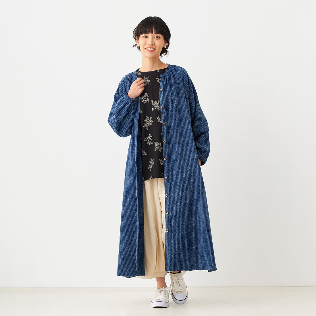 【Shanti Shanti】ワンピース ロープ[レディースゆったりシャツワンピカジュアルアジアン秋冬25AW]