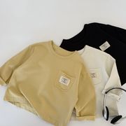 2025秋新作　子供服　ユニセックス　長袖　Tシャツ　無地　カジュアル　トップス　トレーナー　春秋　3色