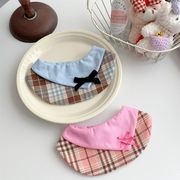 ペット用スカーフ、よだれかけ、綿チェック柄の蝶結びよだれかけ、犬・猫用アクセサリー