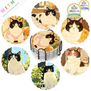 猫柄 コースター ねこ 下敷き カップパッド ネコ インテリア  断熱マット 雑貨 セラミックス 可愛い