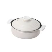 軽量ふっ素加工IH対応土鍋風卓上鍋20cm(ホワイト) HC-460 【キッチングッズ ガス対応】