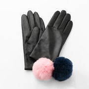 【WOMEN】Rabbit Fur Leather Gloves