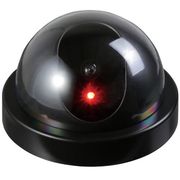 防犯ダミーカメラドーム型(赤色LED点滅)ステッカー付 36595