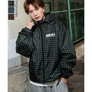 ポリナイロンチェックフードブルゾン