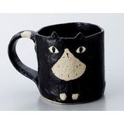 【安心の日本製！クラフトマンハウスの食器！】手作り黒猫マグ