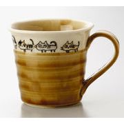 【安心の日本製！クラフトマンハウスの食器！】散歩猫マグ・茶