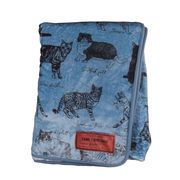 ☆MONO ブランケット CAT ブルー L　膝掛け/防寒/秋冬/毛布/タオルケット