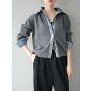 2025年INS 秋冬新作  気質   おしゃれ  個性的  韓国風 　デニム　ニット　カーディガン