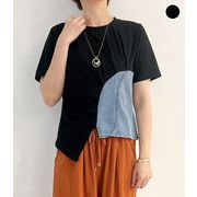 【2025新作】サイドデニム切替Tシャツ★衣料683