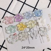 貼り付け アクリル カボション フラワー アクセサリーパーツ 花 ハンドメイド クリア オーロラ 樹脂制
