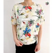 【2025新作】フラワープリントサマーニット★衣料050