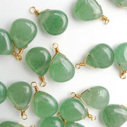 【天然石 アベンチュリン】雫型 コネクター チャーム シャンクビーズ 約10×12mm   ピアス ネックレス素材