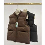 プレミアム品質　スリット付きポケット　スタンドカラーダウンベスト