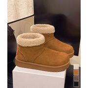 【日本倉庫即納】 ムートンブーツ 厚底無地 ショートブーツ