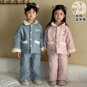 2025新作 トップス 韓国風子供服 子供服 長袖+パンツ2点セット パジャマ 厚手 ins 4色