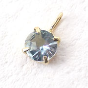 【K18 刻印入り】アクアマリン チャーム トップ 18金 天然石 約9.7mm ペンダントゴールド ジュエリー素材