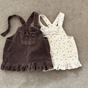 2025秋冬※花柄コーデュロイジャンパースカート女の子