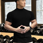 ボトルネック Tシャツ 半袖 タイト メンズ 半袖Tシャツ タートルネック シンプル 無地