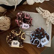 シュシュ　ヘアアクセサリー　レディース　韓国ファッション　ドット柄