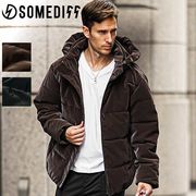 【2025年冬の新作】ベルベットPUフェイクダウンブルゾン/SOMEDIFF