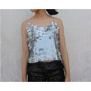 ダンスチョッキ ダンサー!スパンコールチョッキ 無地ベスト パーティー チアリーディング キャミソール